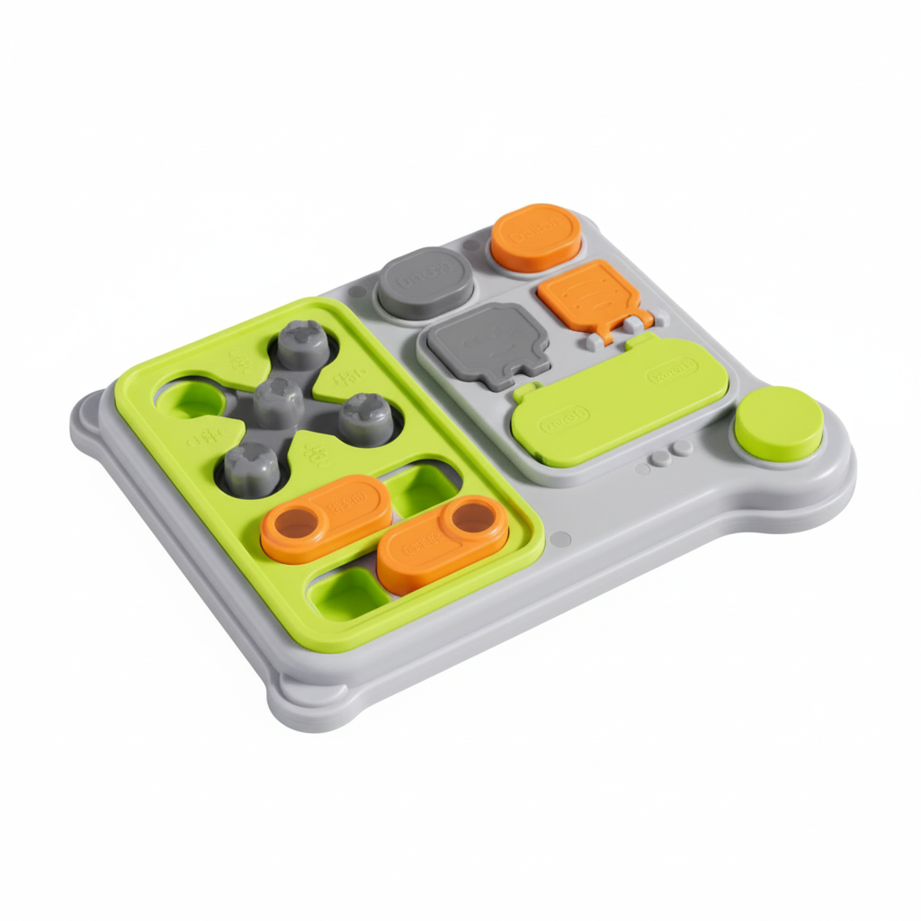 Interaktivní puzzle krmítko pro psy – detail přihrádek